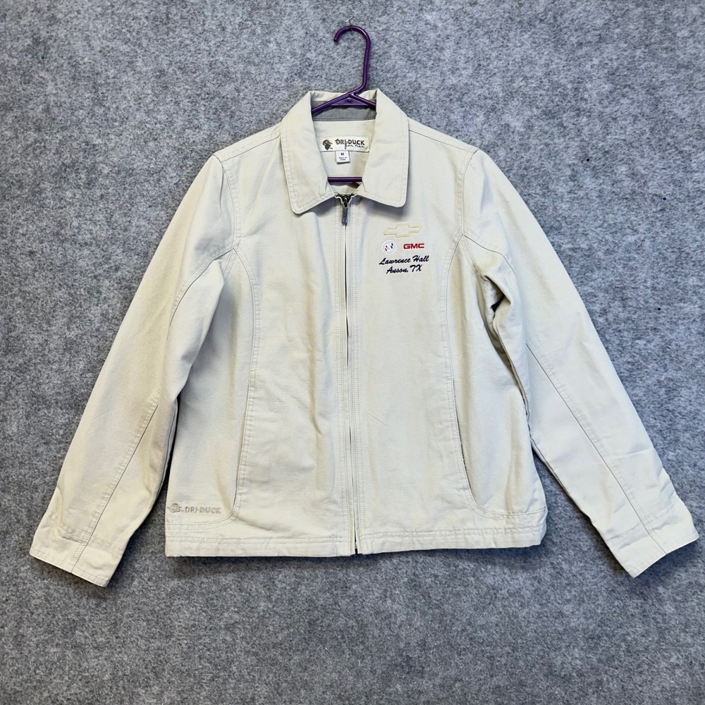 Laurel Utility Jacket Women L Tan Good Zip Up Cotton Canvas Collared